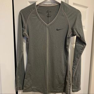 Nike Long Sleeve V Neck Dri Fit Shirt